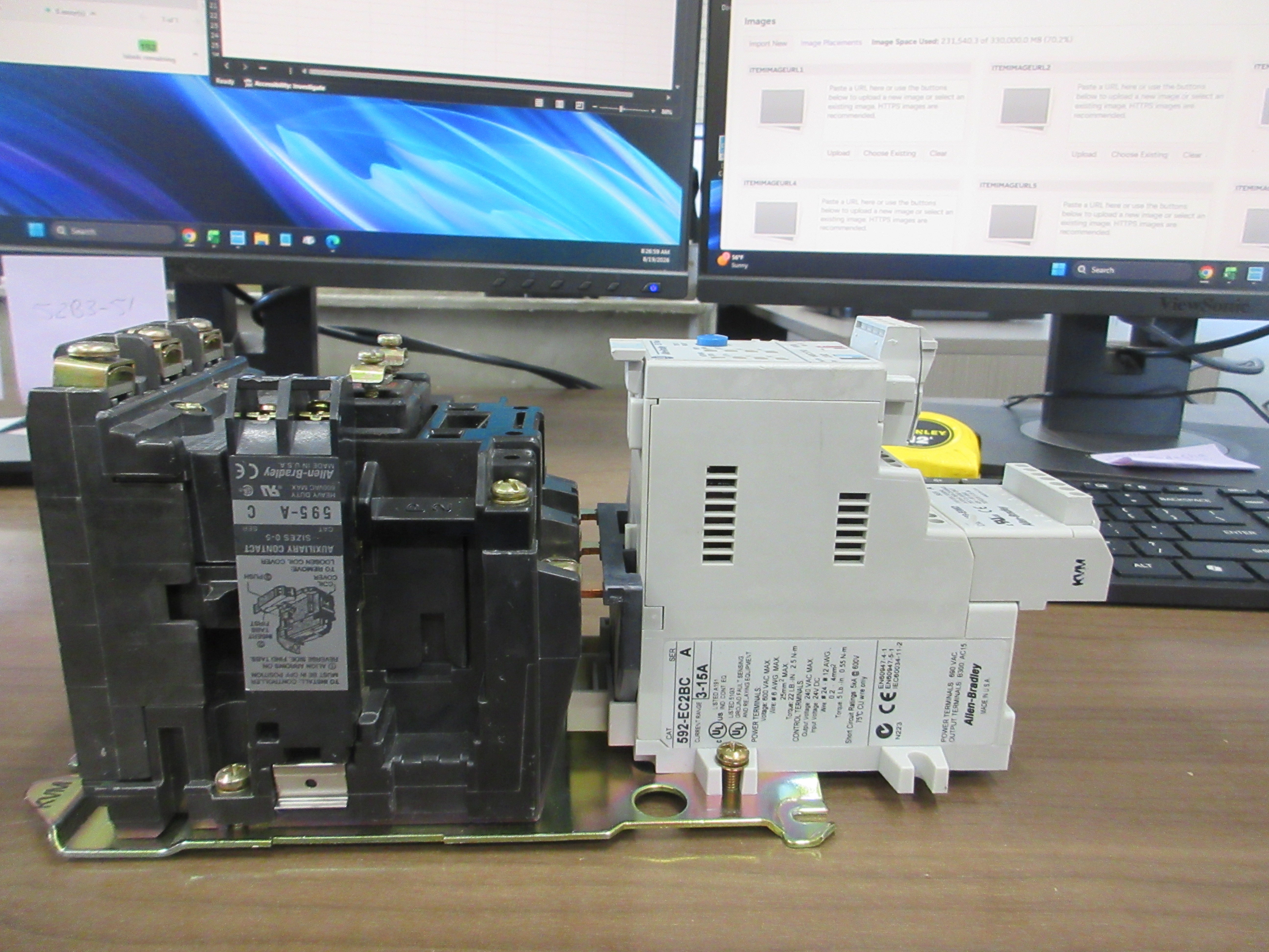 Allen Bradley Size 1 Starter 509-BOD-XXX/592-EC2BC 115-120V Coil Used