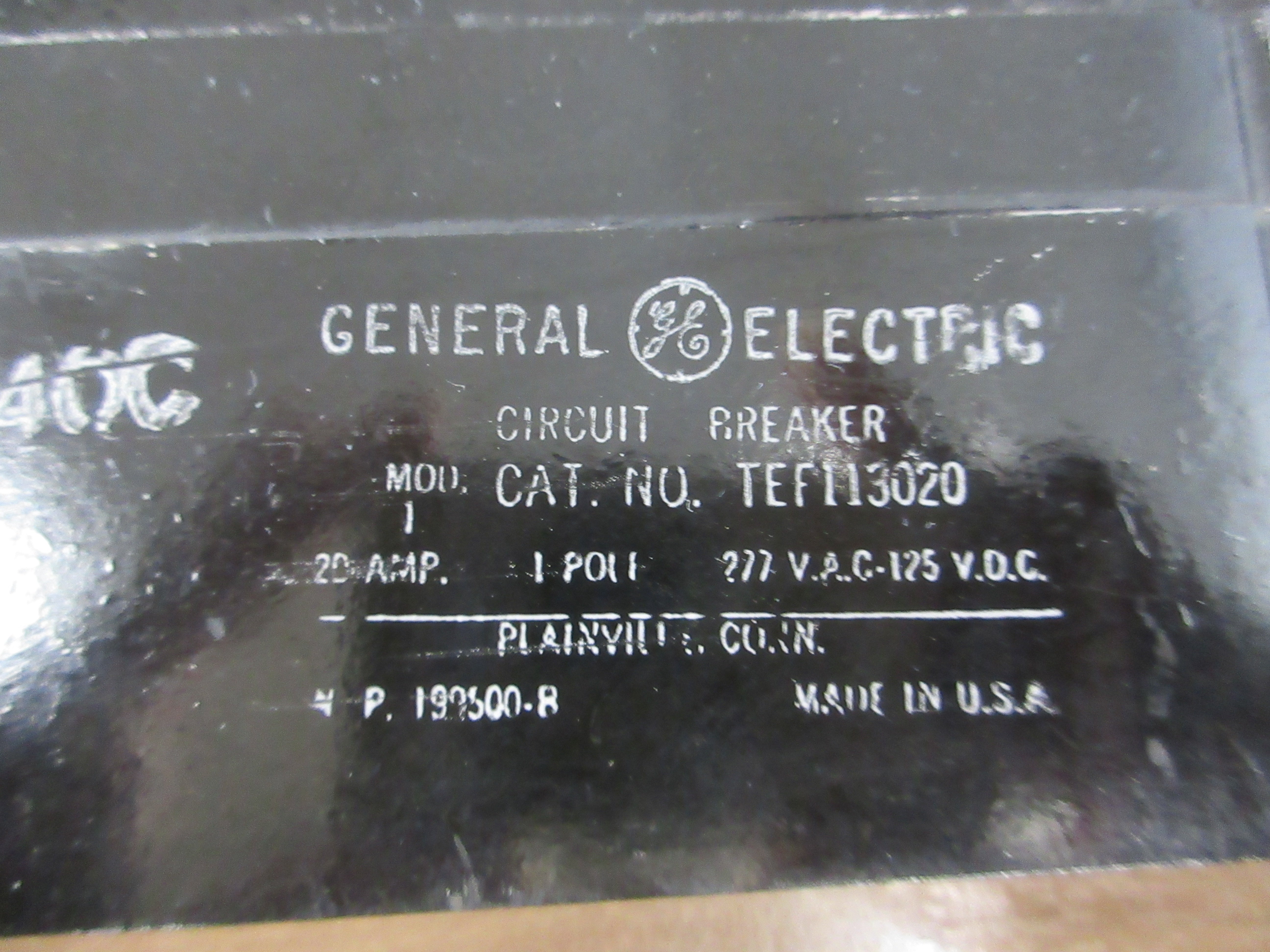 GE Circuit Breaker TEF113020 20A 277V 1P * Lot of 2 * Used