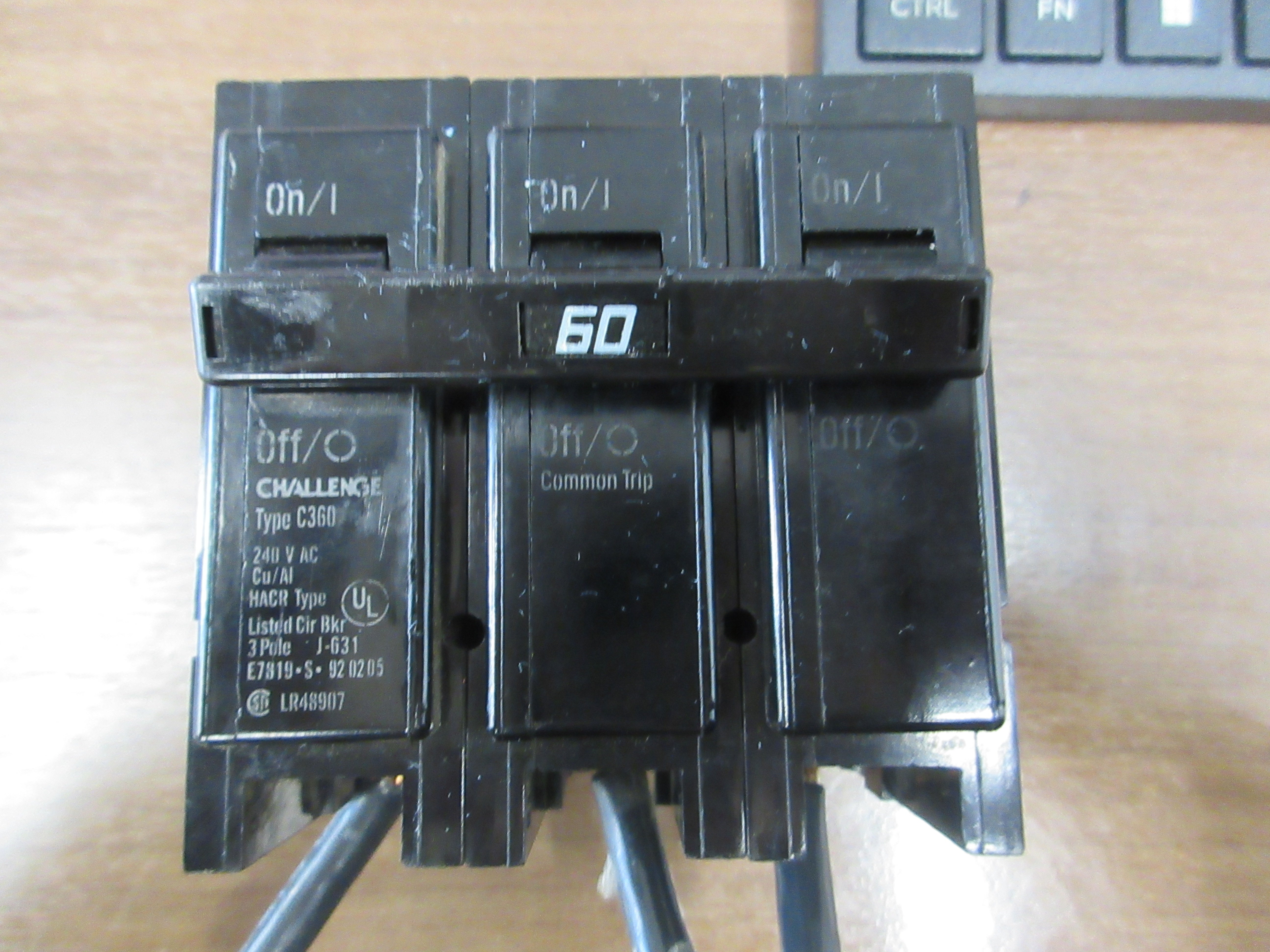 Challenger Clip-On Circuit Breaker C360 60A 240V 3P Used