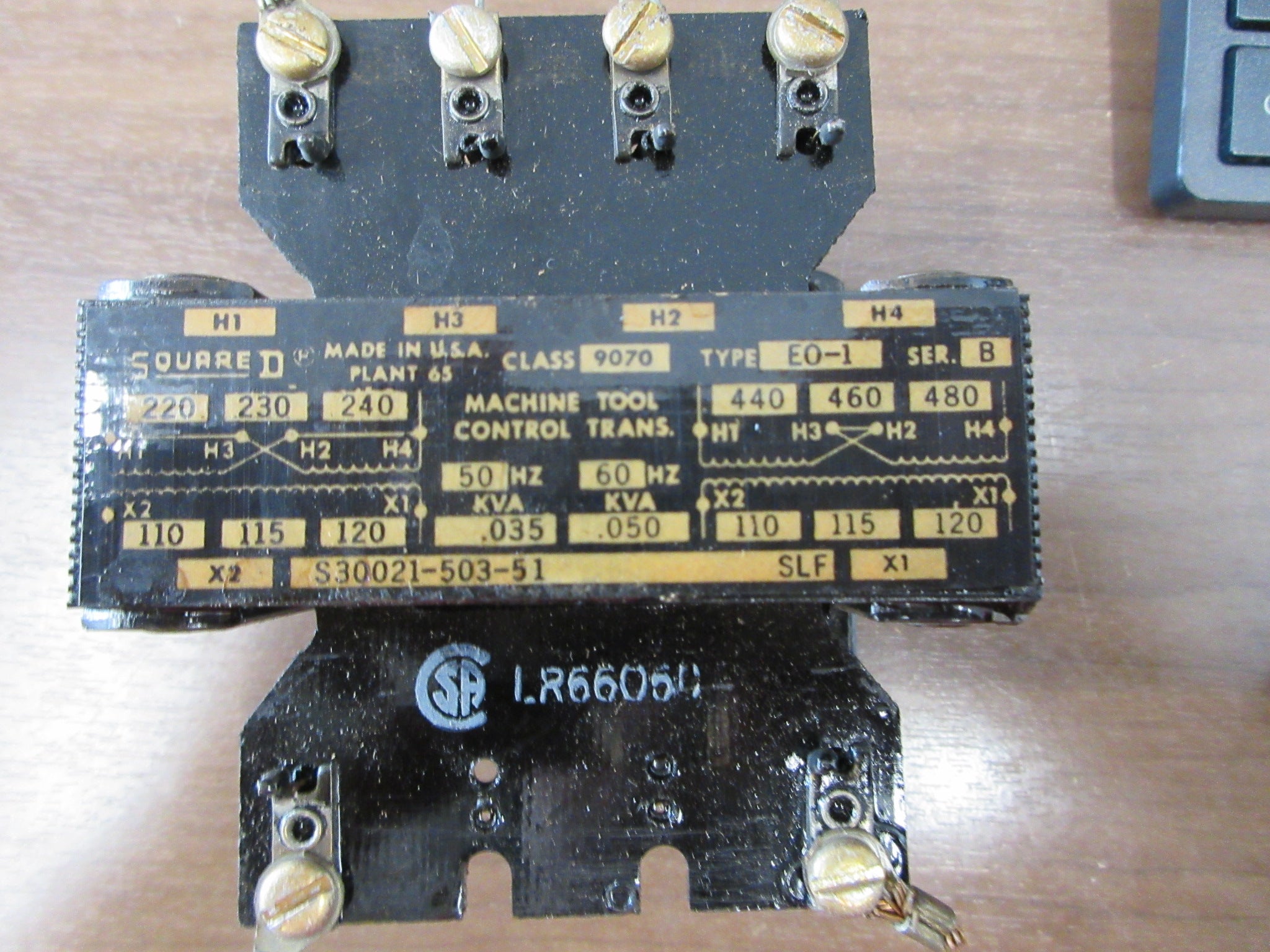 Square D Transformer 9070 E0-1 Ser. B 50VA Pri: 240/480V Sec: 120V Used