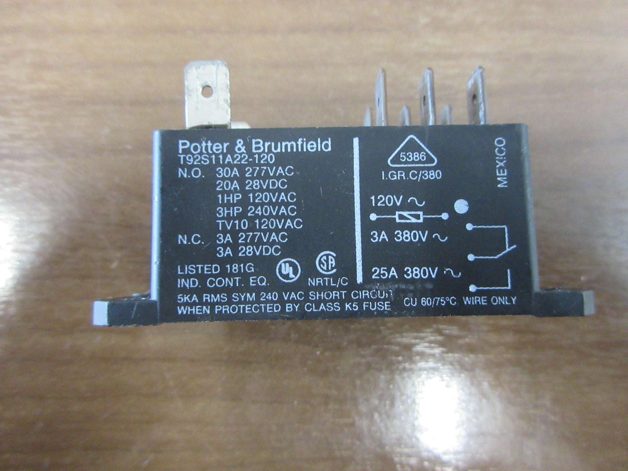 Potter & Brumfield Relay T92S11A22-120 30A 277V Used