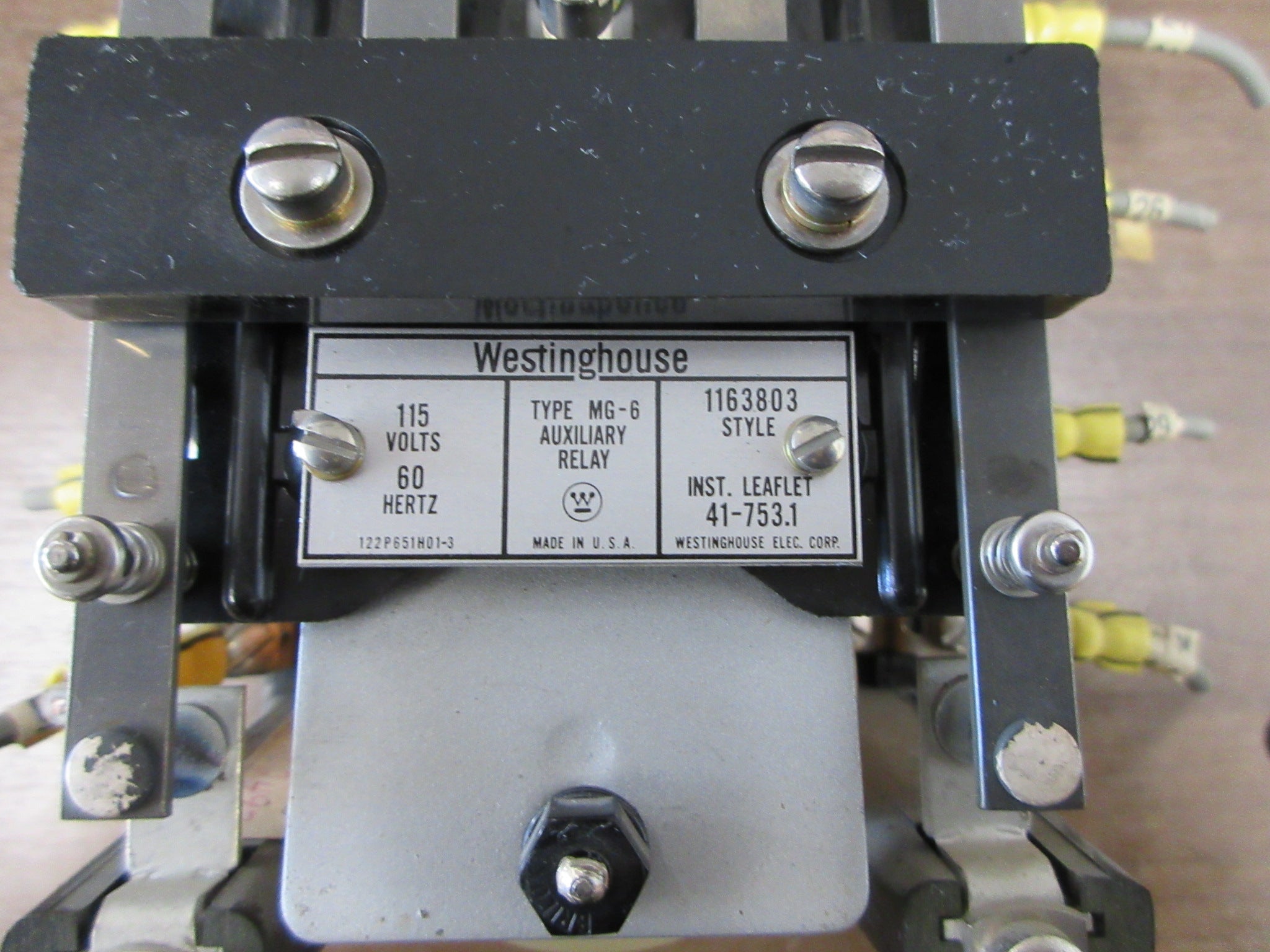 Westinghouse Type MG-6 Auxiliary Relay 1163803 115V 60Hz Used