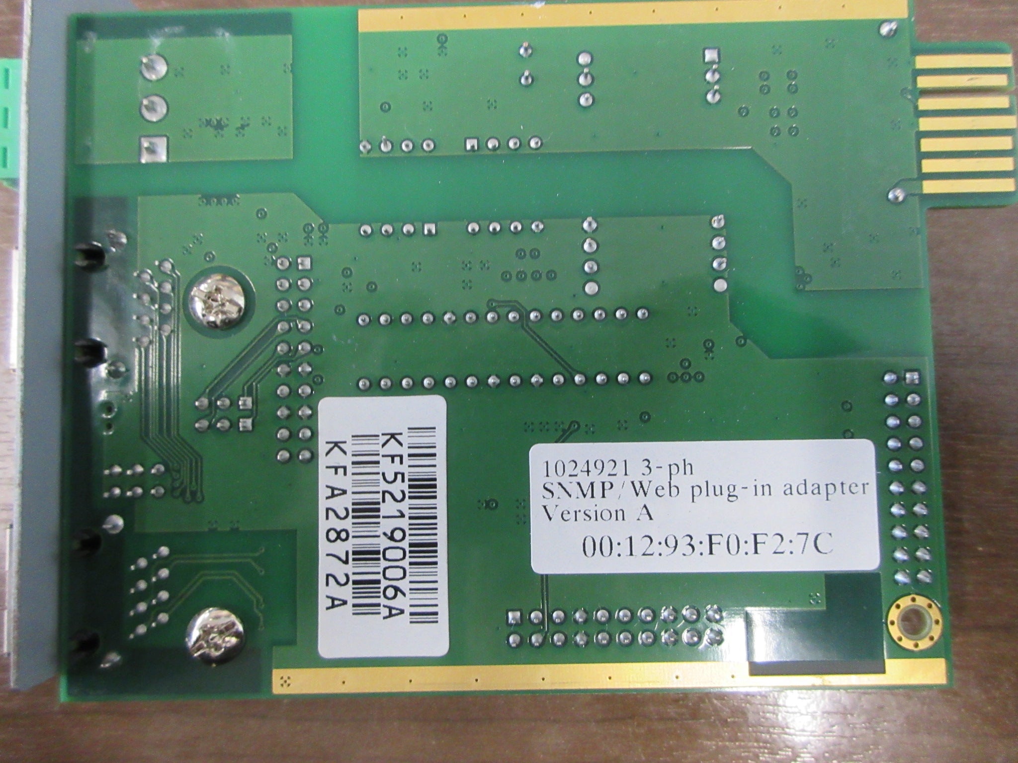 GE SNMP/Web Plug-in Adapter 1024921 Ver. A 3Ph Used