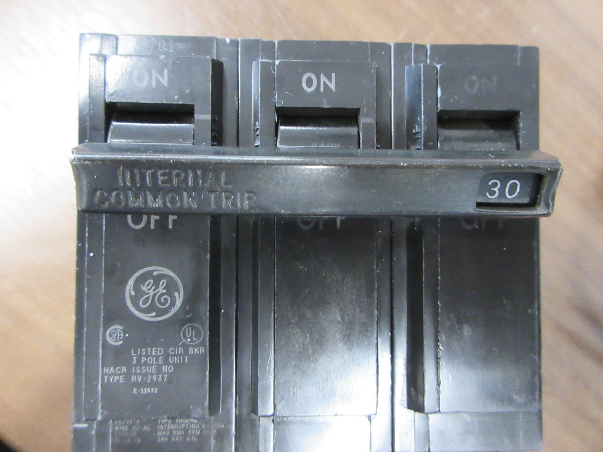 GE Clip-On Circuit Breaker THQL32030 30A 240V 3P Used