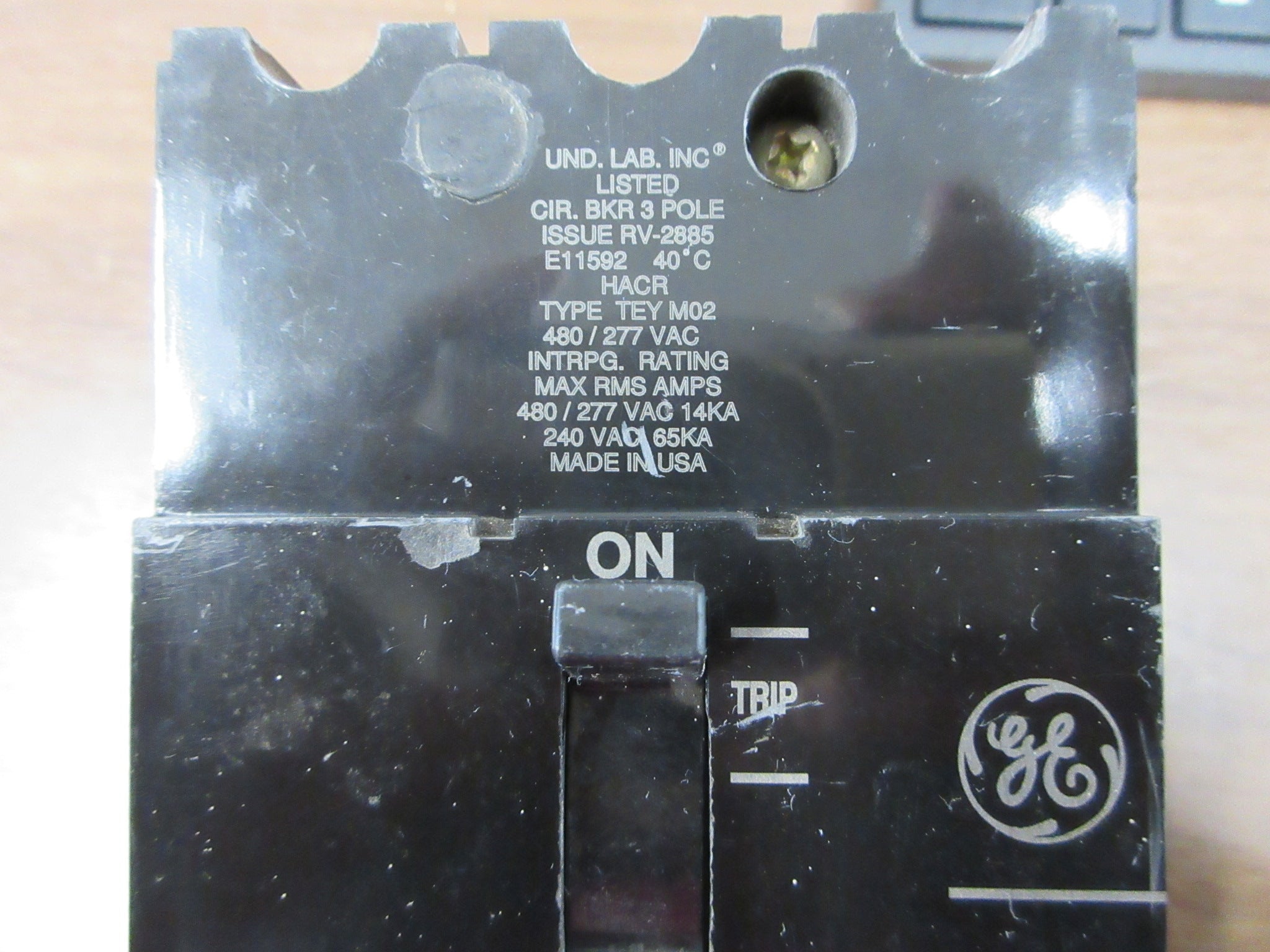 GE Bolt-On Circuit Breaker TEY320 20A 480/277V 3P Ser. M02 Used