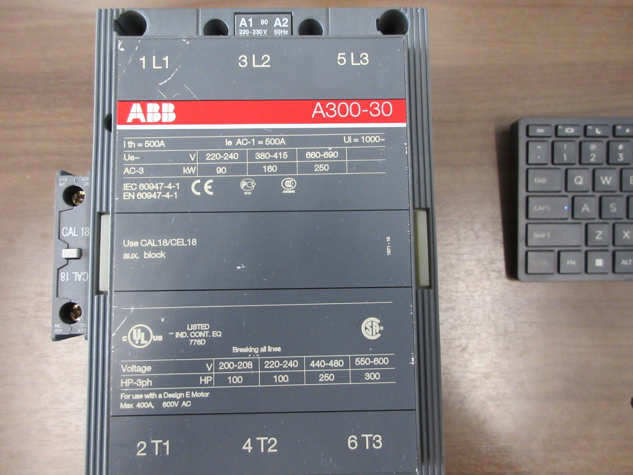 ABB Contactor A300-30 230-240V Coil 400 A 600 V (1) Aux Contact Used