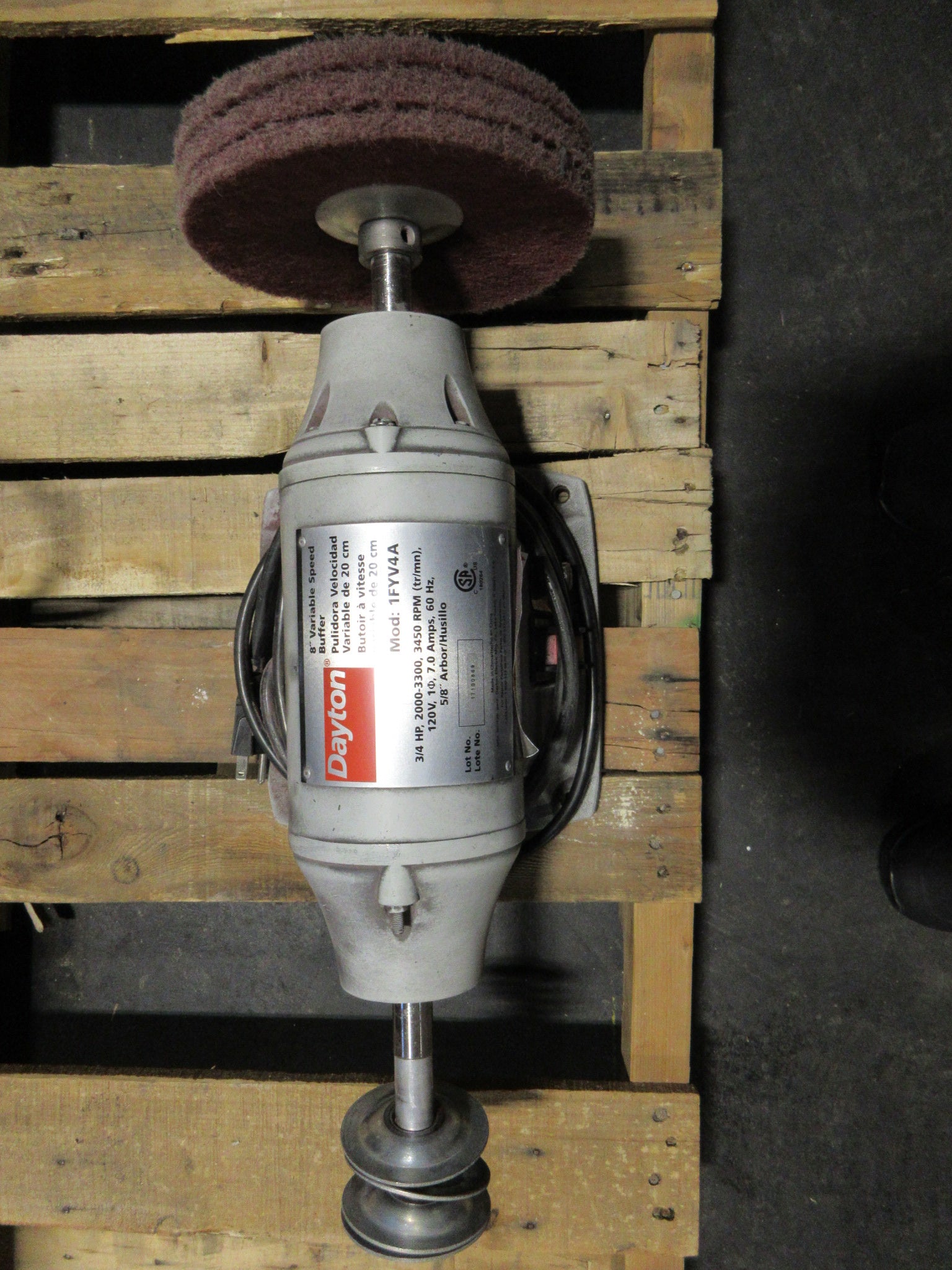 Dayton Variable Speed Buffer  IFYV4A 8" 3/4 HP 2000-3300,3450 RPM 120V 1Ph  Used