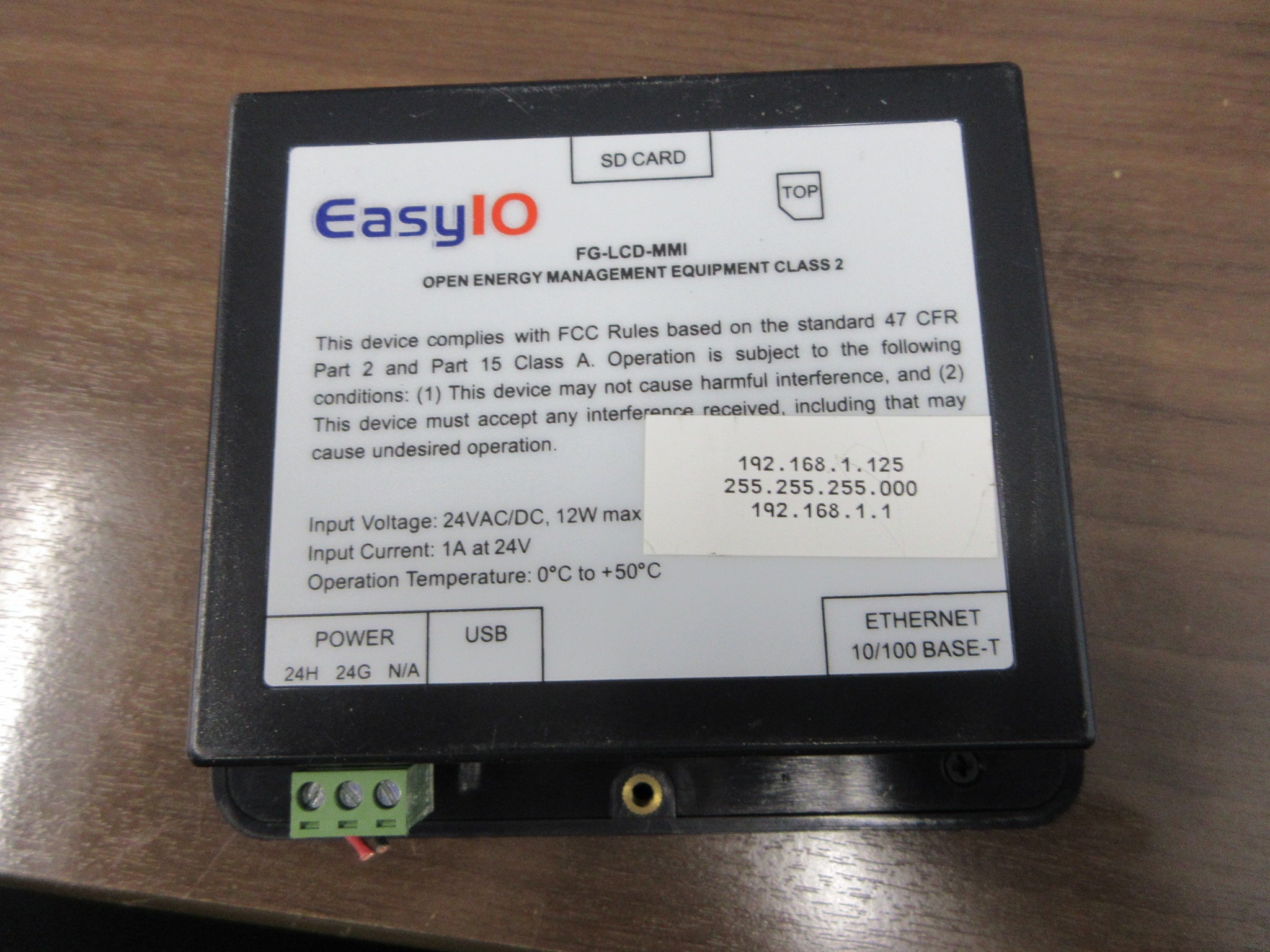 EasyIO Operator Interface Panel FG-LCD-MMI 24V AC/DC Used