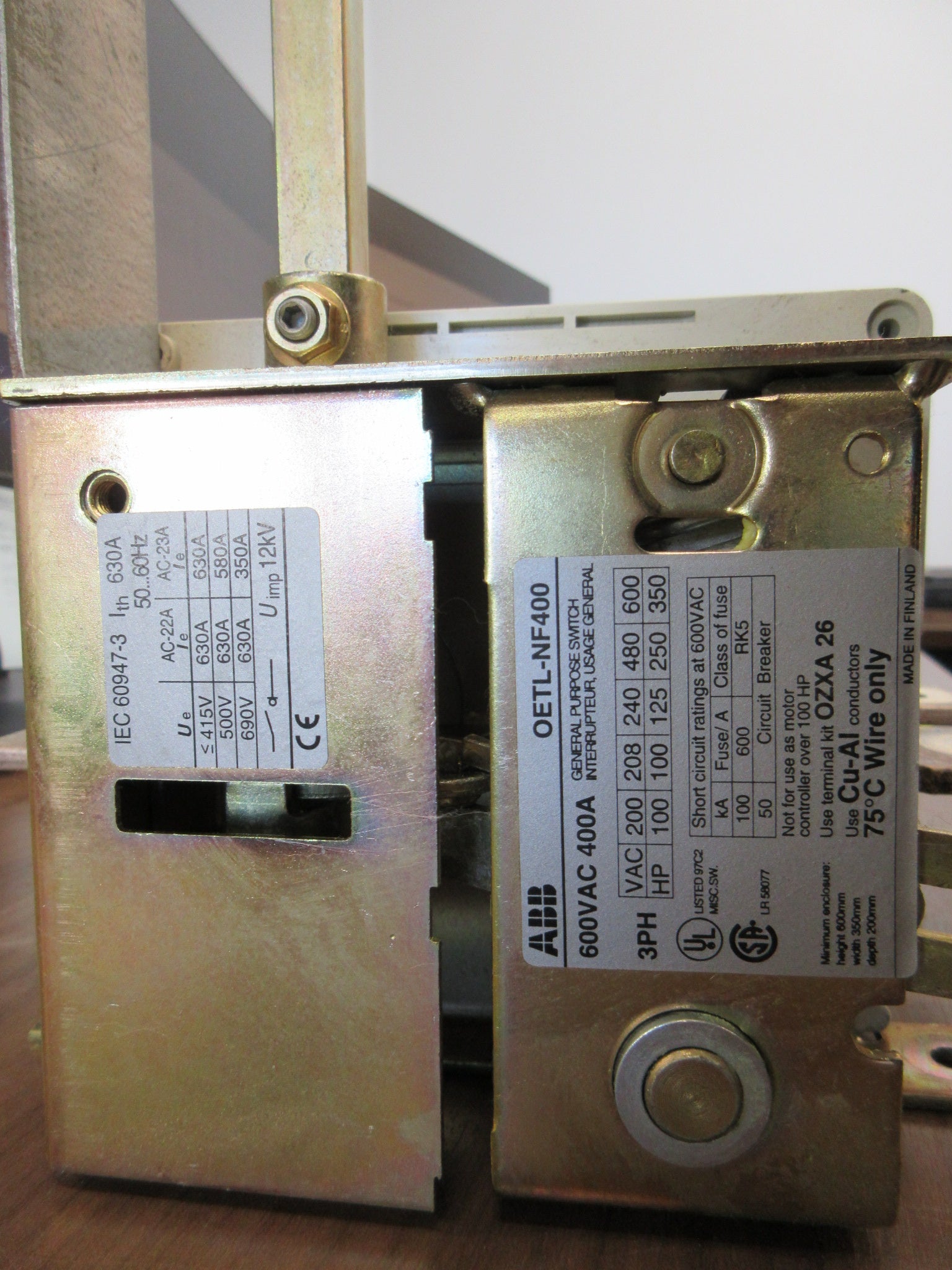 ABB Disconnect Switch OETL-NF400 400A 600V 3Ph Used