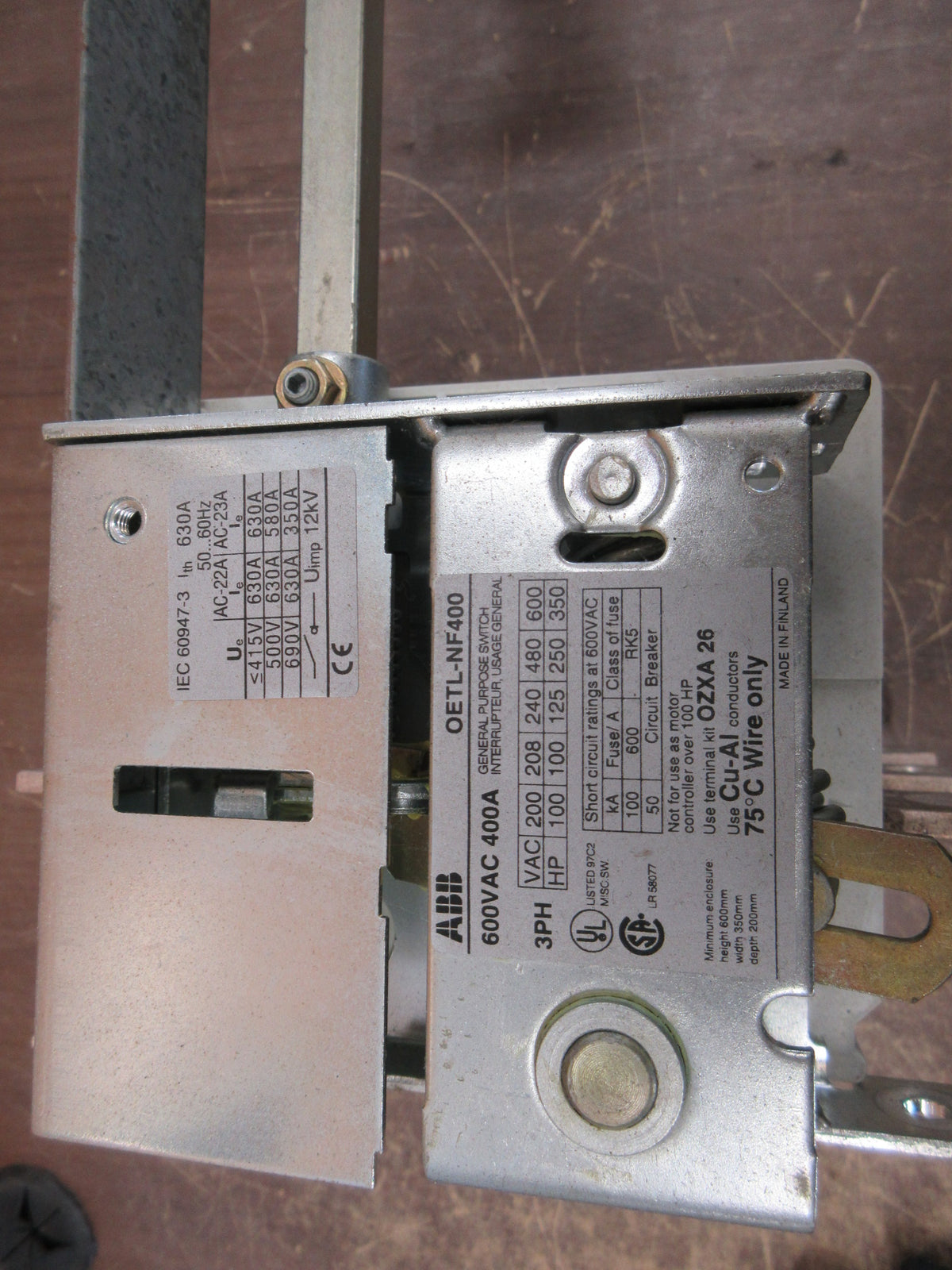 ABB Disconnect Switch OETL-NF400 400A 600V 3Ph Used