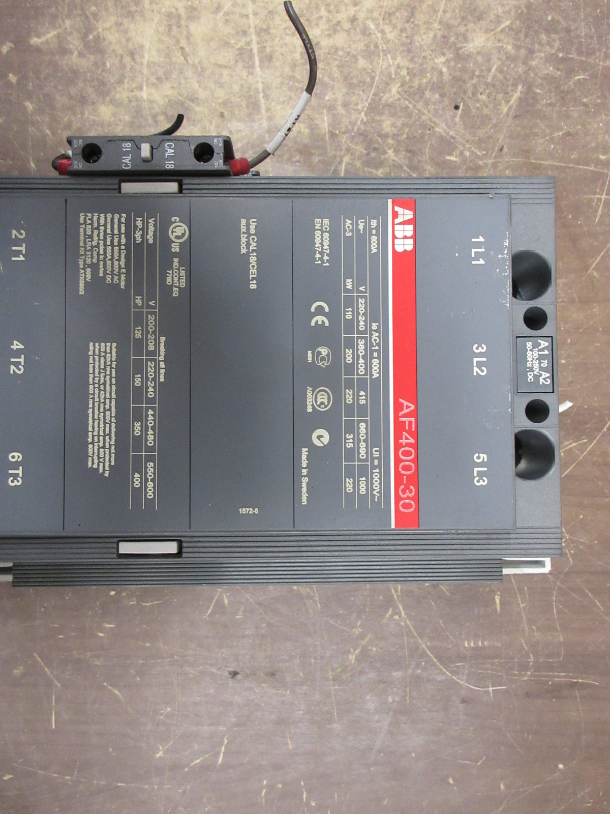 ABB Contactor AF400-30 100-250V AC/ DC Coil 550A 600V (1) Used