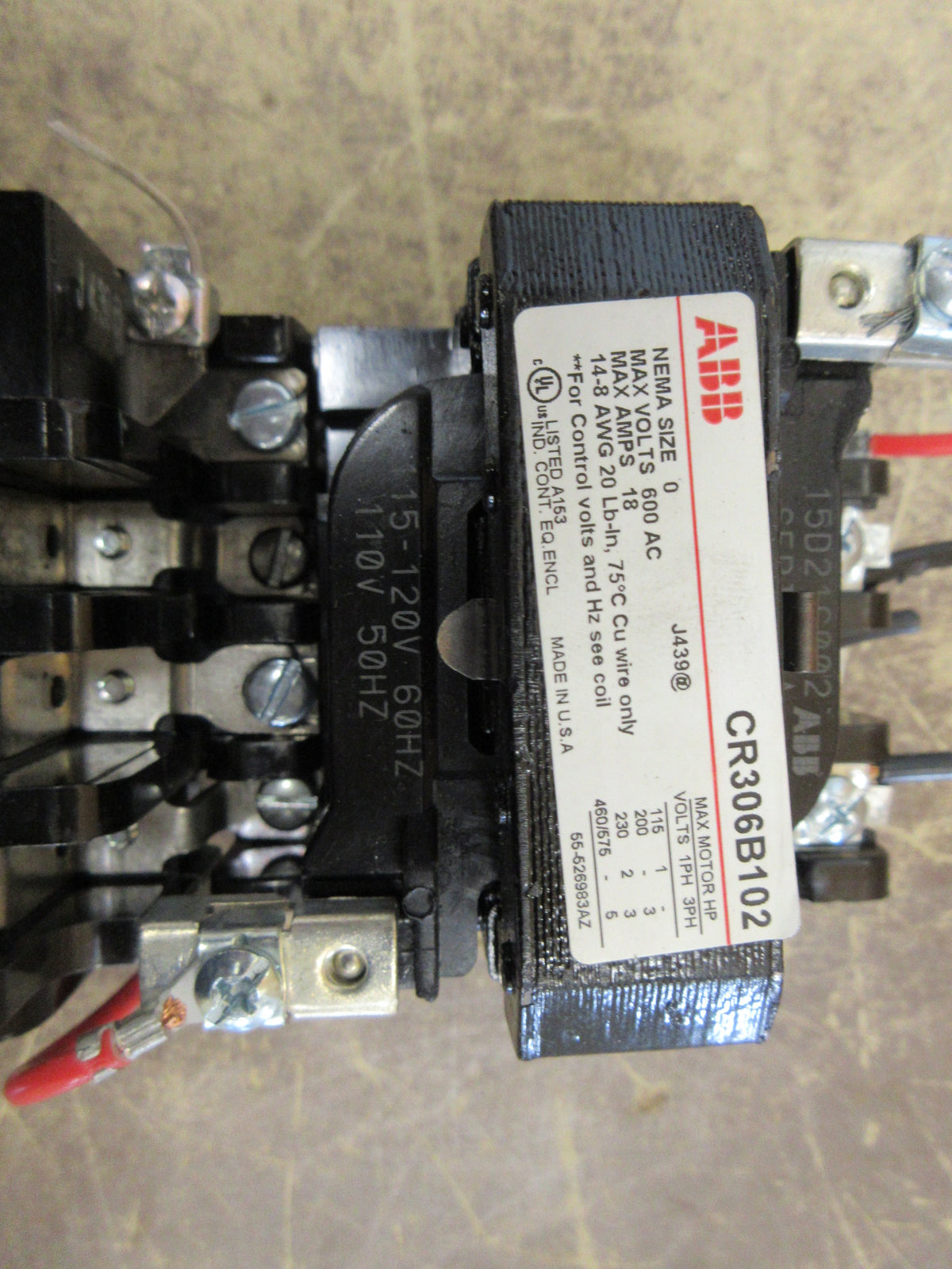 ABB Size 0 Starter CR306B102 115-120V Coil 18A 600V Used