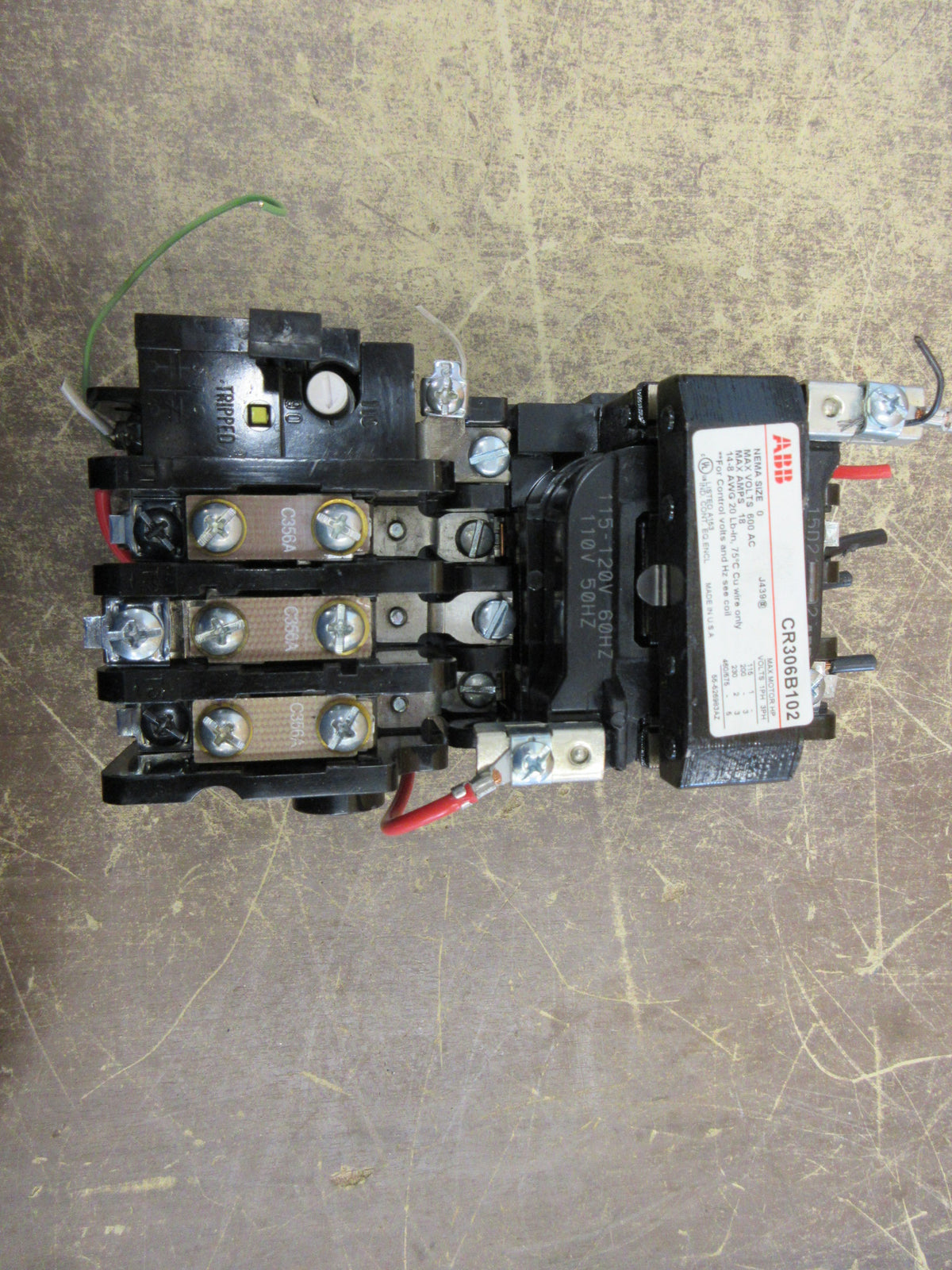 ABB Size 0 Starter CR306B102 115-120V Coil 18A 600V Used