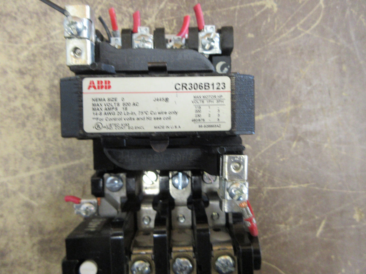 ABB Size 0 Starter CR306B123 200-208V Coil 18A 600V Used