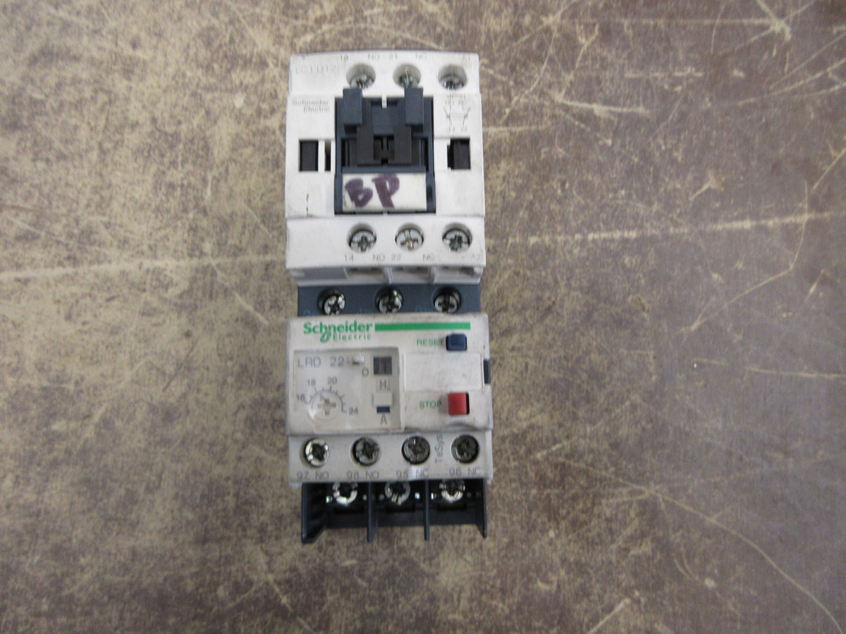Schneider Electric Starter LC1 D12/ LRD 22 120V Coil Trip: 16-24A Used