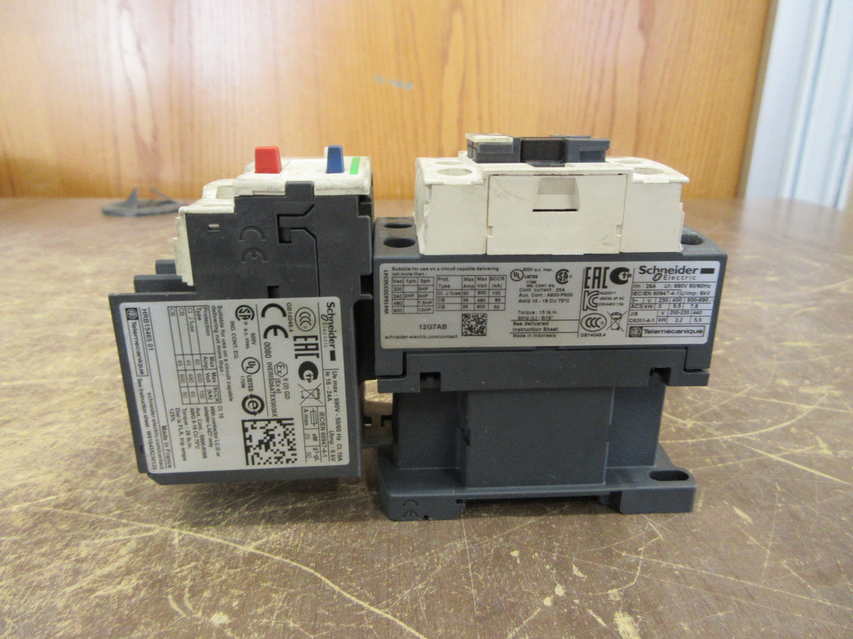 Schneider Electric Starter LC1 D12/ LRD 22 120V Coil Trip: 16-24A Used