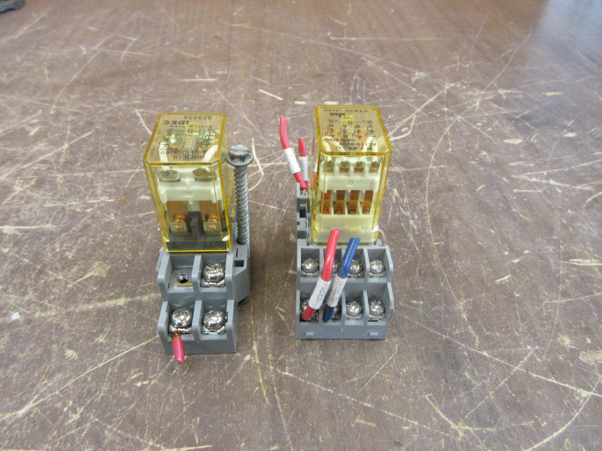 Idec Relay RH2B-UL 110-120V Coil * Lot of 2 * W/ Base Used