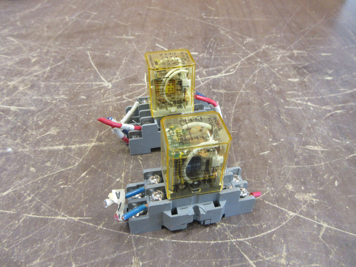 Idec Relay RH2B-UL 110-120V Coil * Lot of 2 * W/ Base Used