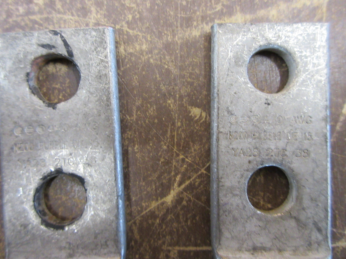 Burndy Crimp Lug YA28 2TC 38 4/0 AWG 2-Hole *Lot of 2 * * No Box *New Surplus