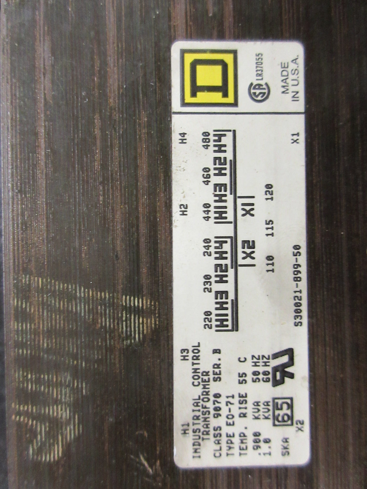 Square D Control Transformer 9070 E0-71 1.00kVA Pri 240/480V Sec 120V Used