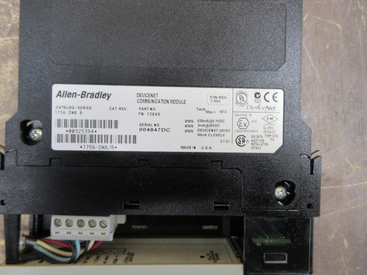 Allen-Bradley DeviceNet Comm. Module 1756-DNB Ser. B  F/W Rev: 7.002