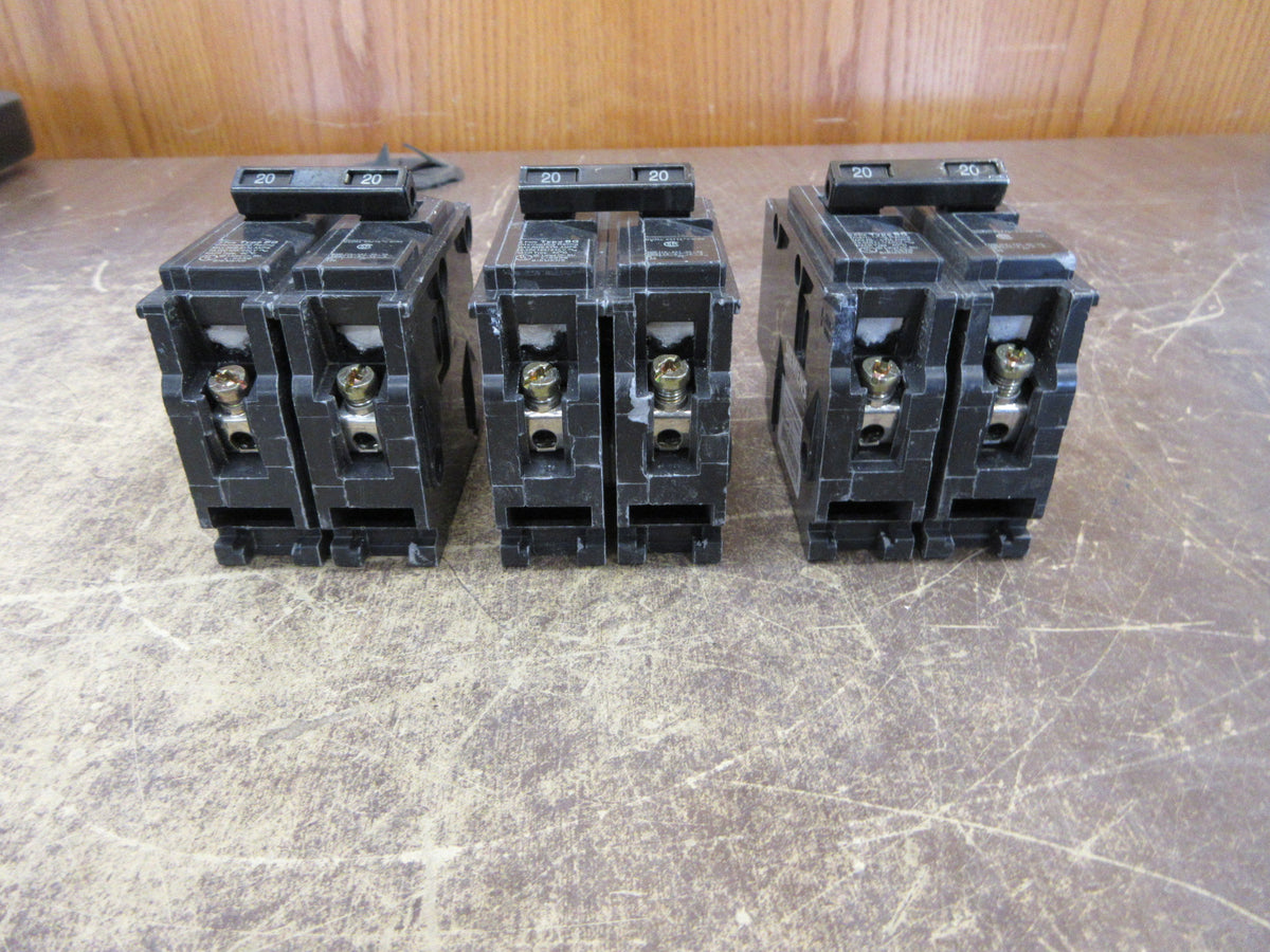 Siemens Type BQ Bolt-On Circuit Breaker BQ2B020 20A 120/240V 2P *Lot of 2* Used