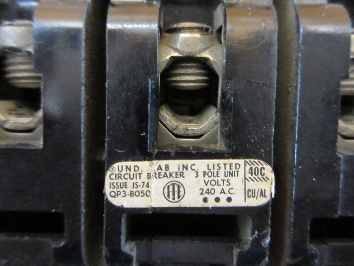 ITE Clip-On Circuit Breaker QP3-B050 50A 240V 3P Used