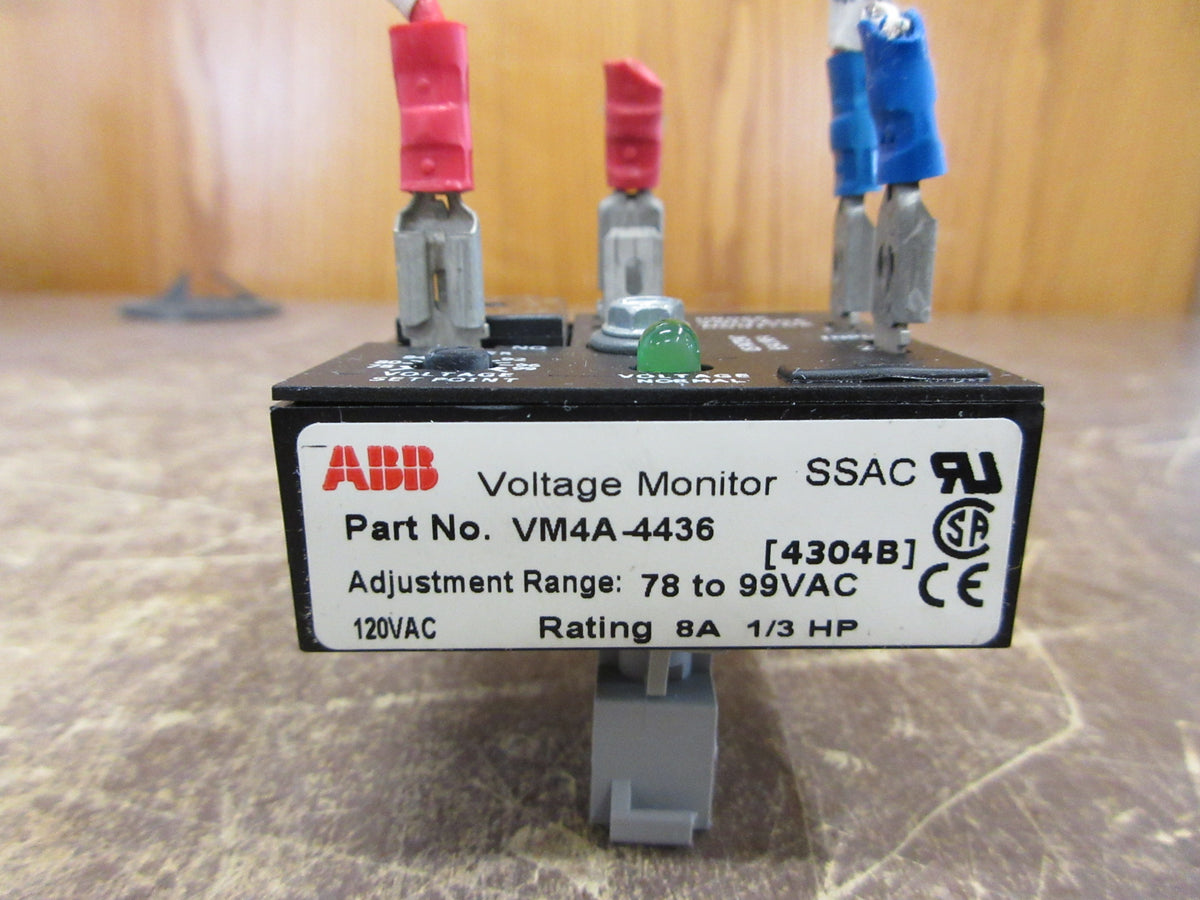 ABB SSAC Voltage Monitor VM4A-4436 120VAC Range: 78-99 VAC Used