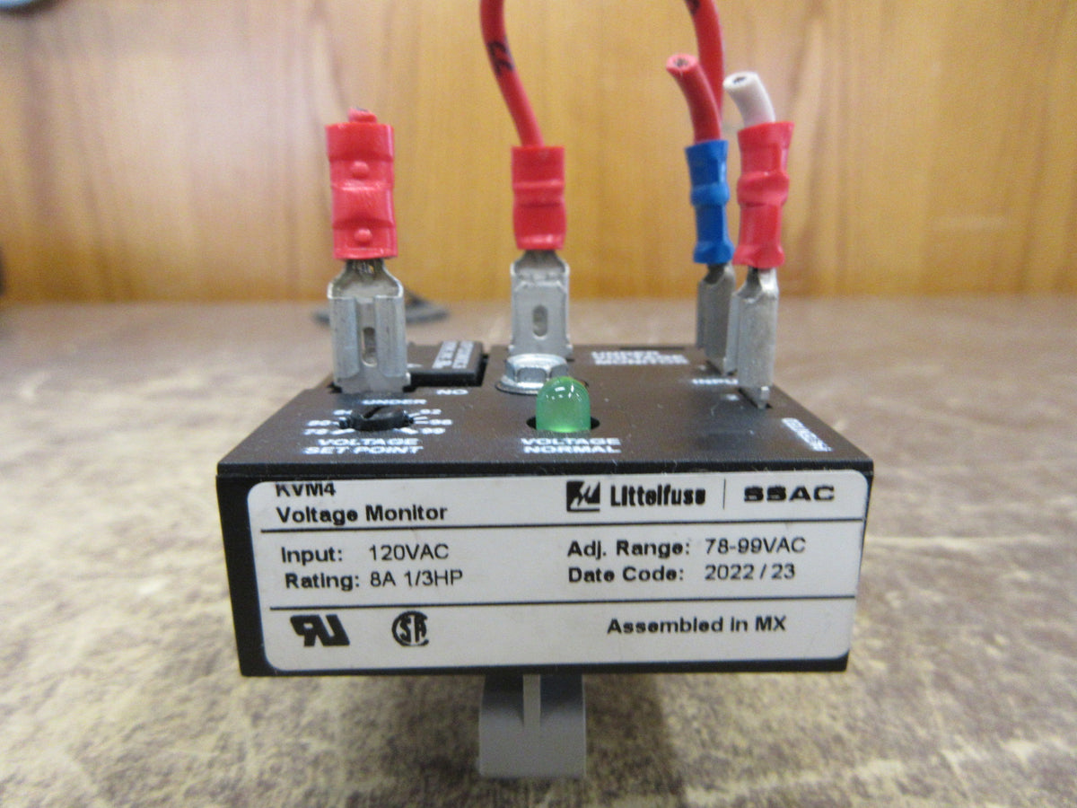 Littelfuse SSA Voltage Monitor KVMA4 Input: 120 VAC Range: 78-99 VAC Used