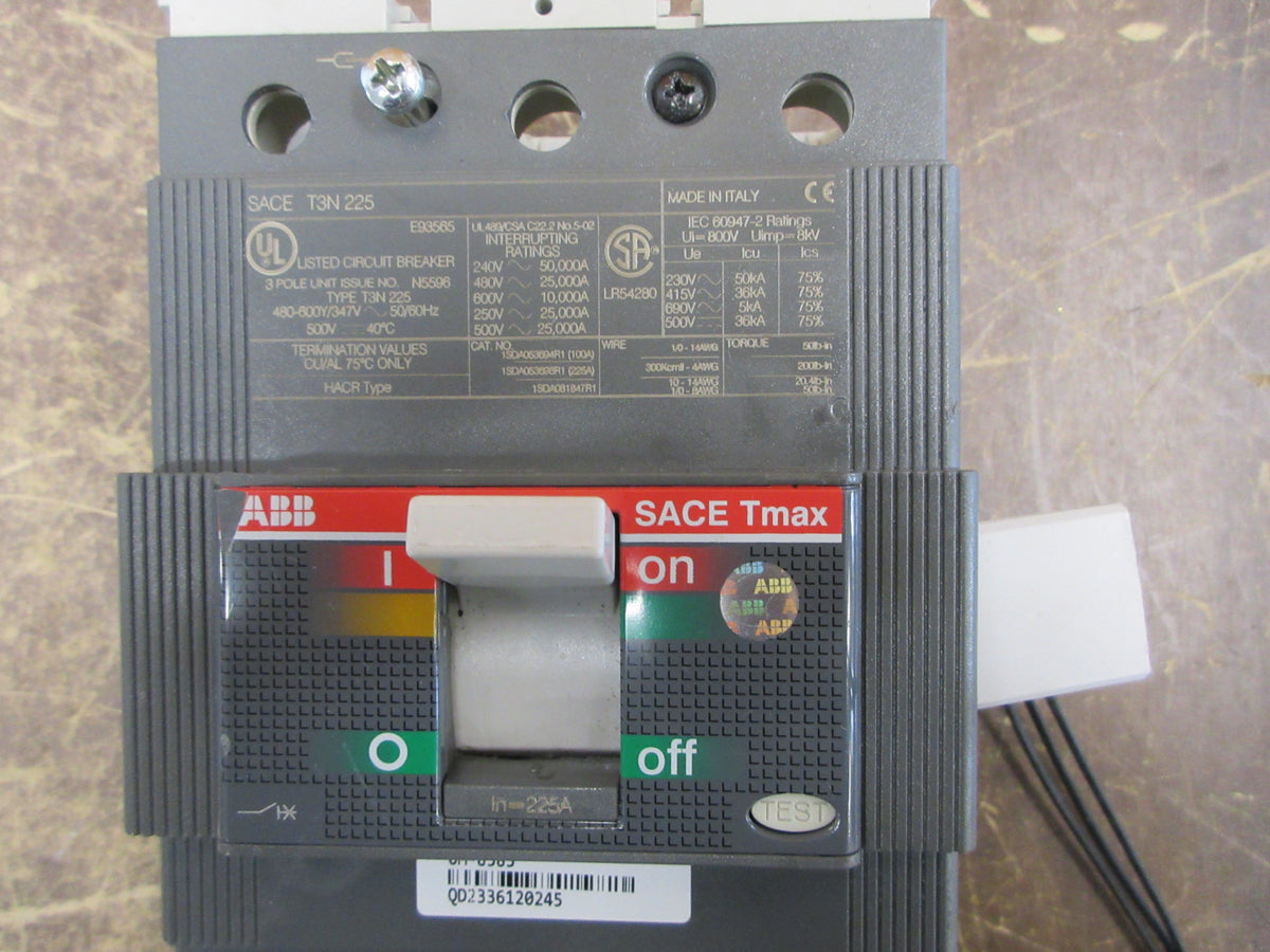 ABB Tmax Circuit Breaker T3N 225 600V 225A 3P Used