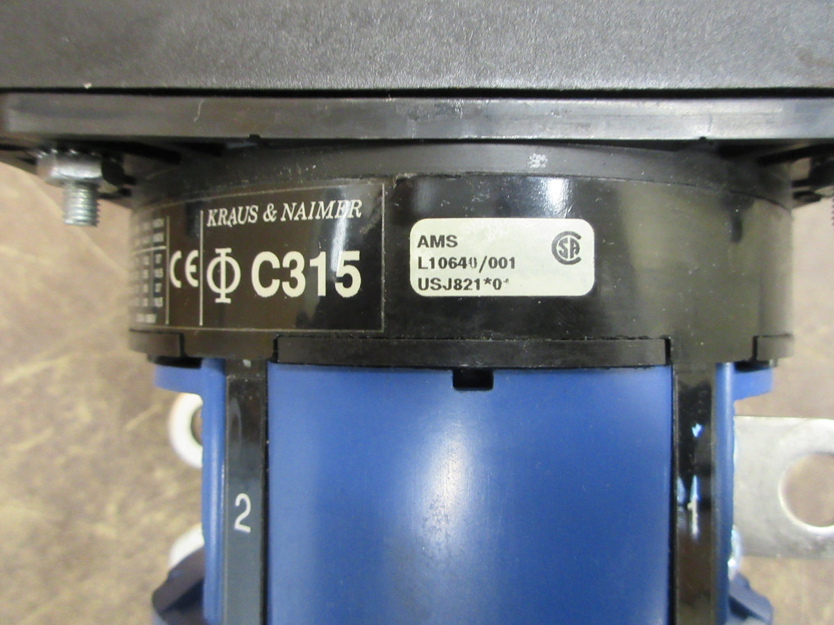 kraus & Naimer C315 Bypass Rotory Switch USJ821'0 240A 600V * No Handle * Used