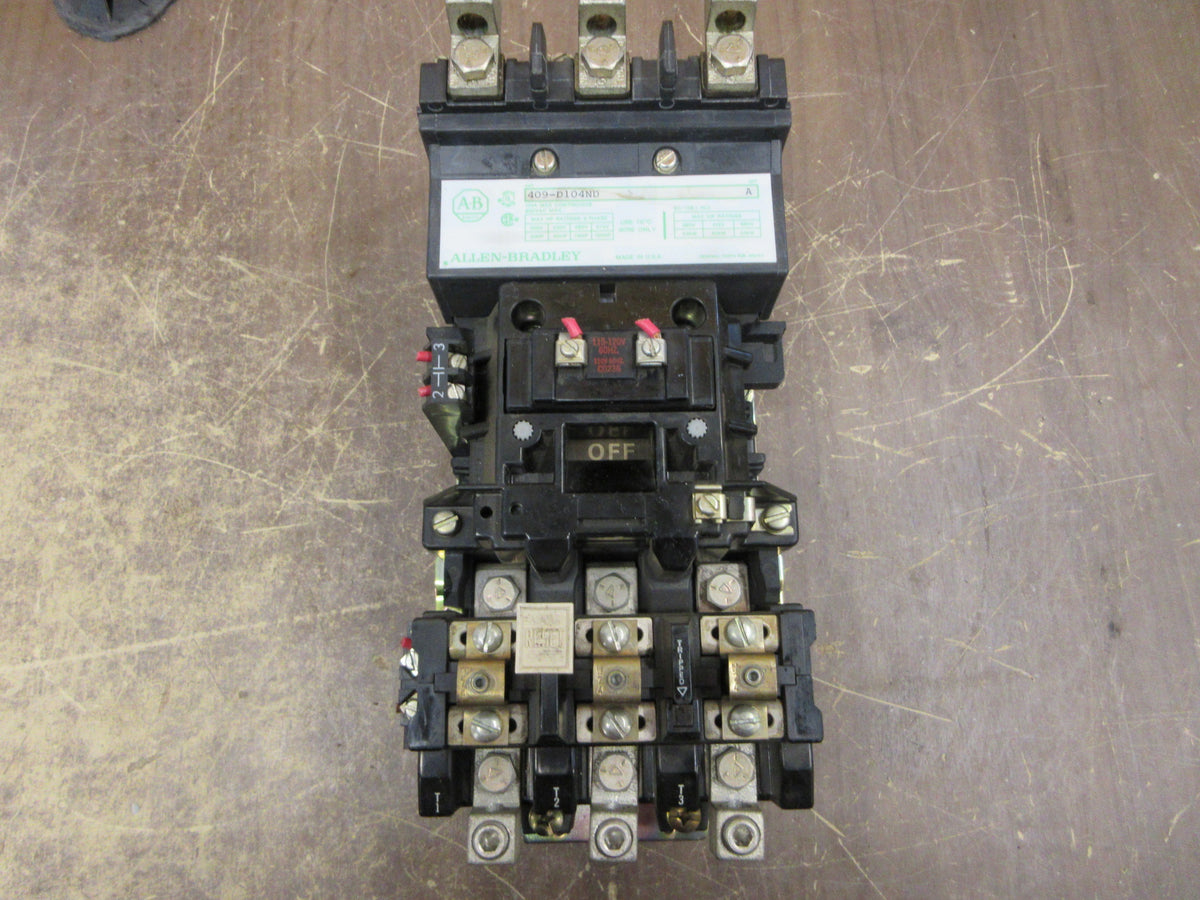 Allen-Bradley Contactor 409-D104ND Ser. A 115-DOV Coil 104A 600V Used