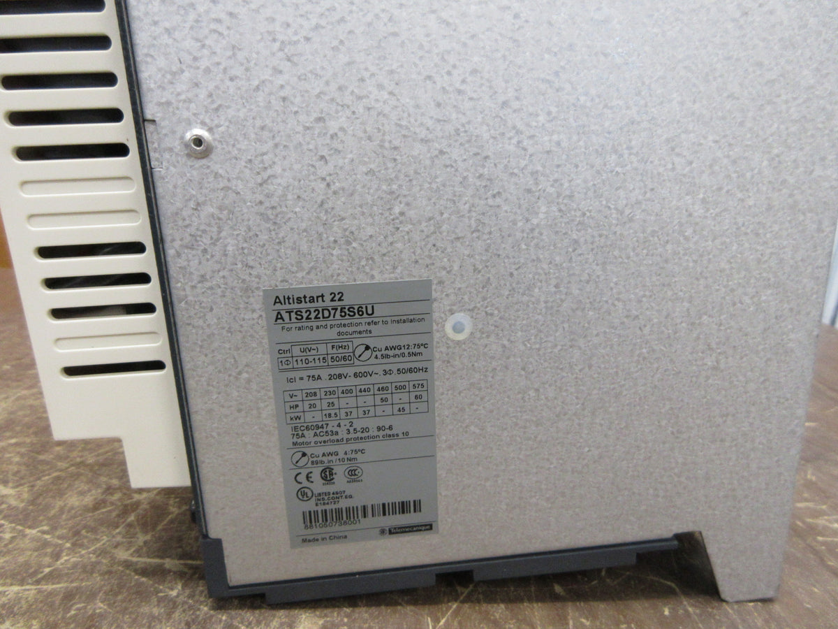 Schneider Electric Altistart 22Soft Start ATS22D75S6U 60Hp 208-600V 3Ph Used