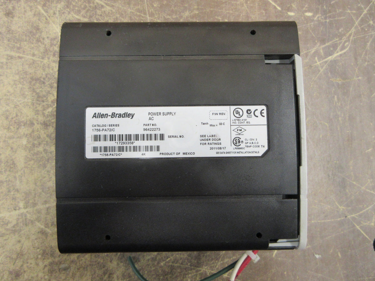 Allen-Bradley controlLogix Power Supply 1756-PA72 Ser. C Used