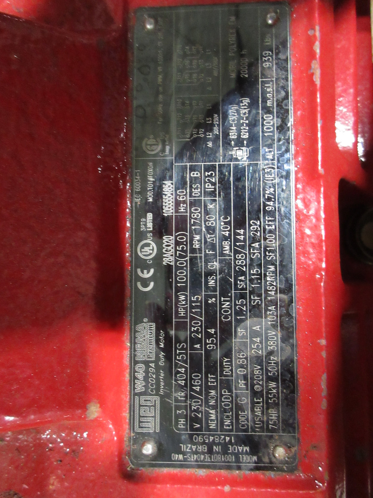 Bell & Gossett Pump VSX-VSCS 11.125 8X10X13.5A LHR 100HP 1800 RPM 95FT Head Used