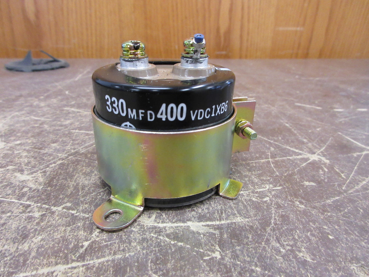 Hitachi Capacitor HCGF5A 330MFD 400 VDC W/Mount Used