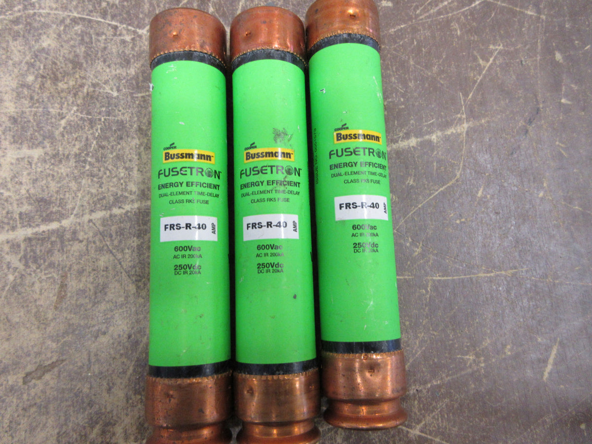 Cooper Bussmann Fusetron Fuse FRS-R-40 40A 600V * Lot of 3 * Used