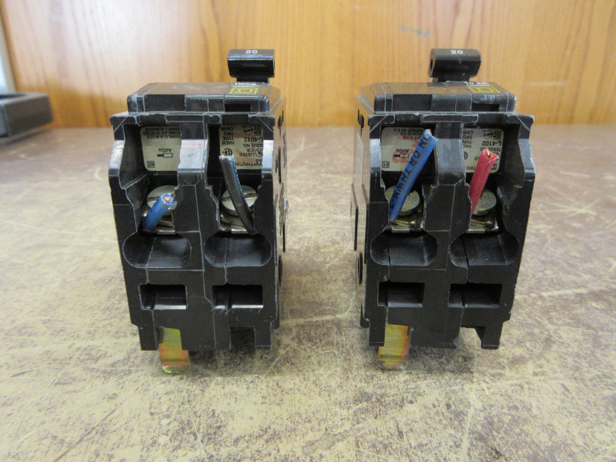 Square D Clip-On Circuit Breaker QO220 20A 120/240V 2P *Lot of 2* Used