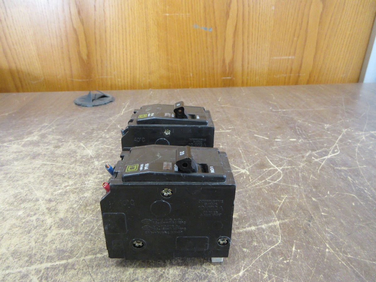 Square D Clip-On Circuit Breaker QO220 20A 120/240V 2P *Lot of 2* Used