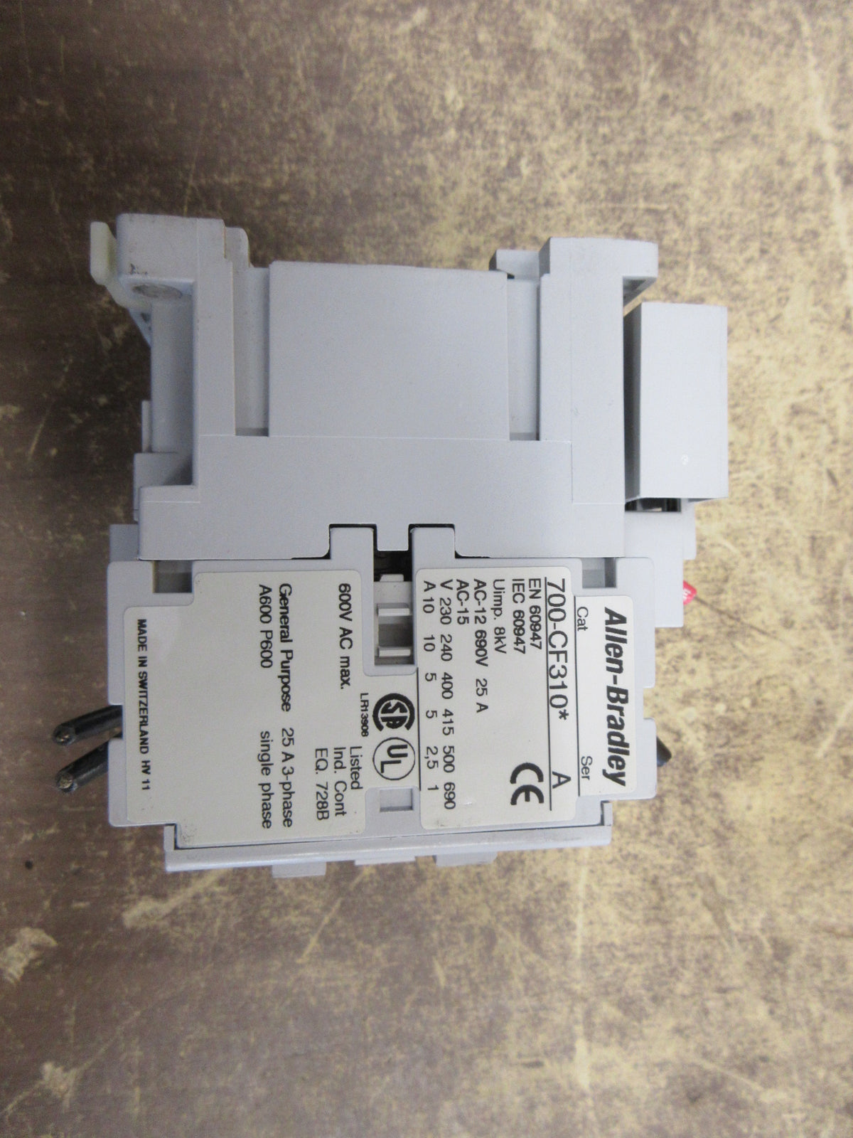 Allen-Bradley Contactor 700-CF310* 120V Coil 25A 600V w/Surge Suppressor Used