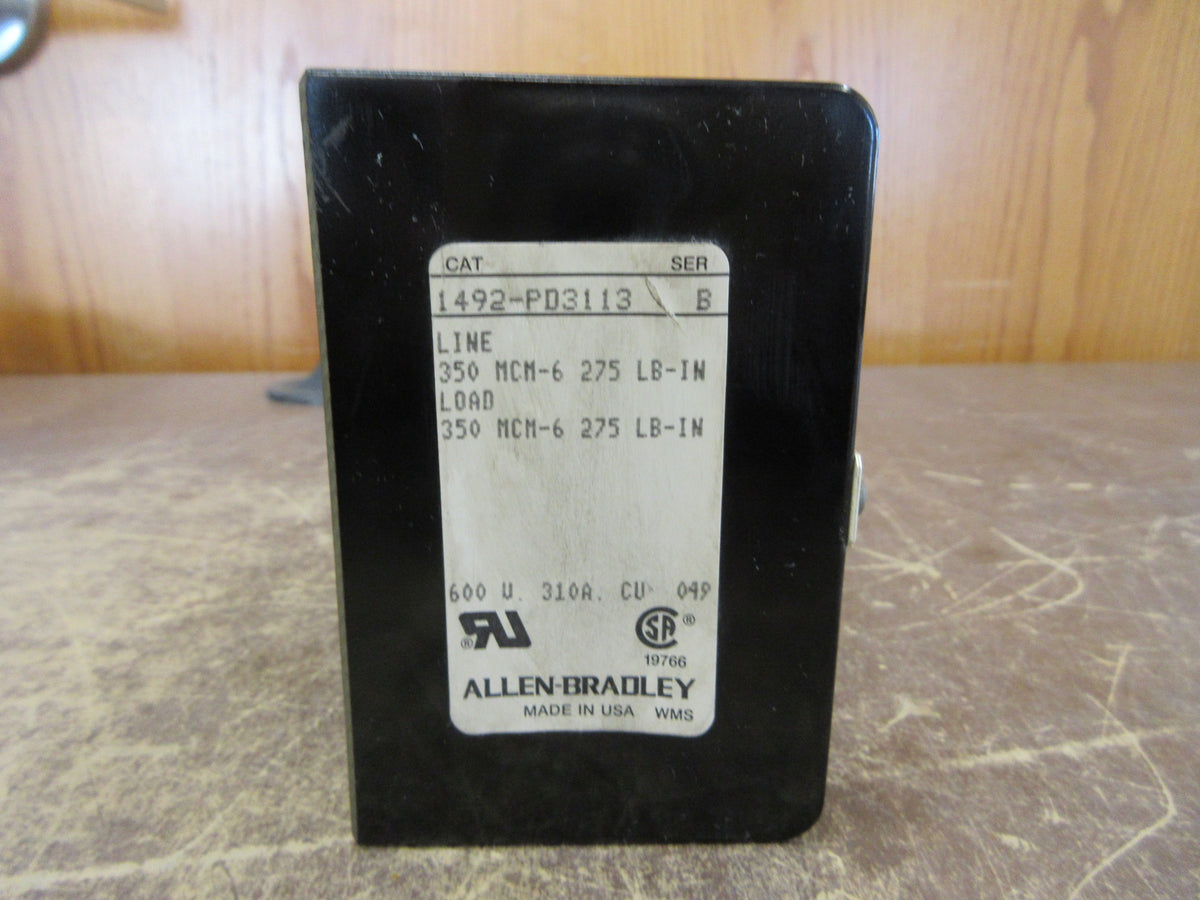 Allen-Bradley Power Distribution Block 1492-PD3113 Ser. B 310A 600V 3P Used