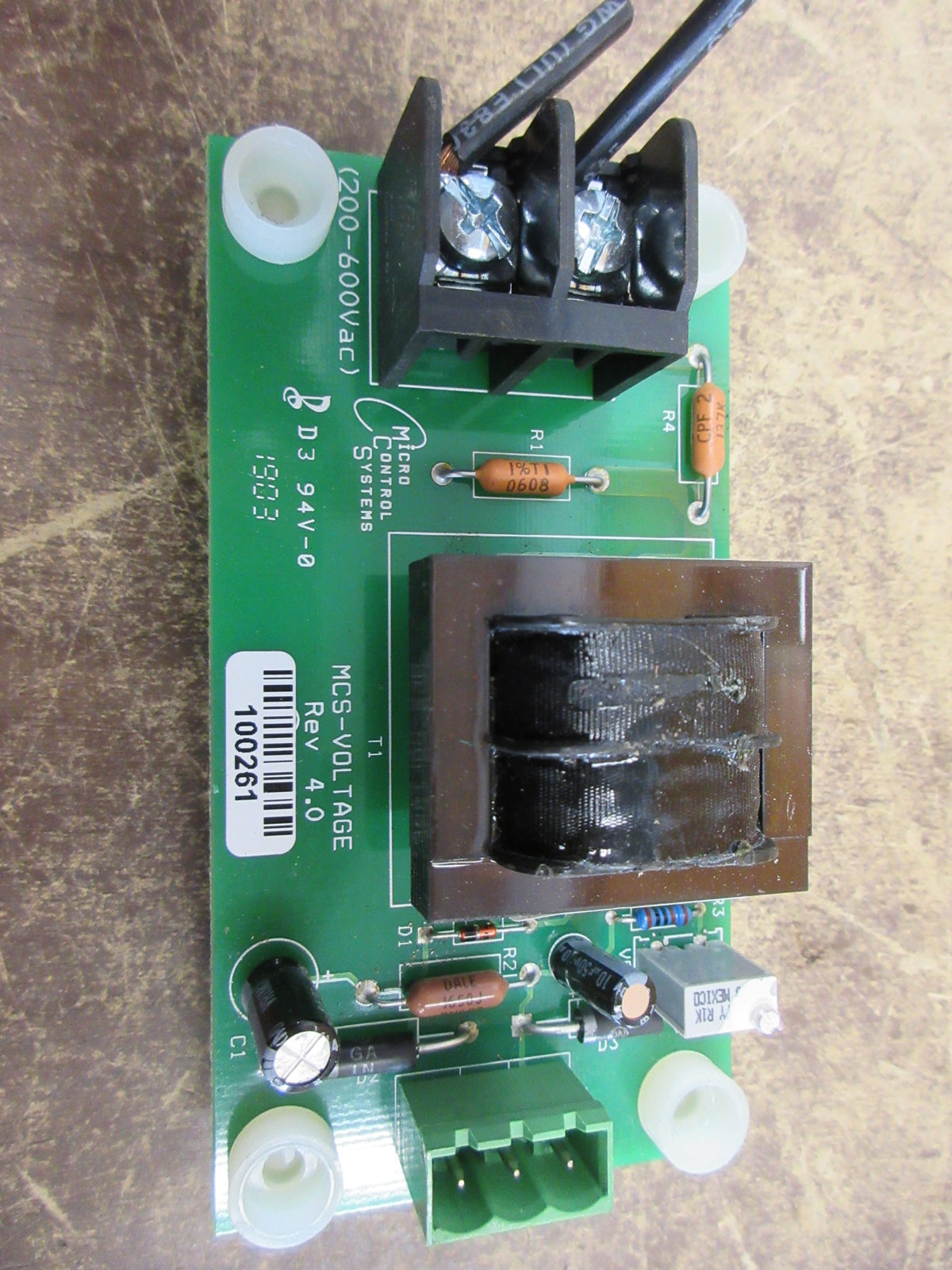 Mico Control Systems Voltage Sensor Board MCS-VOLTAGE Rev. 4.0 200-600VAC Used
