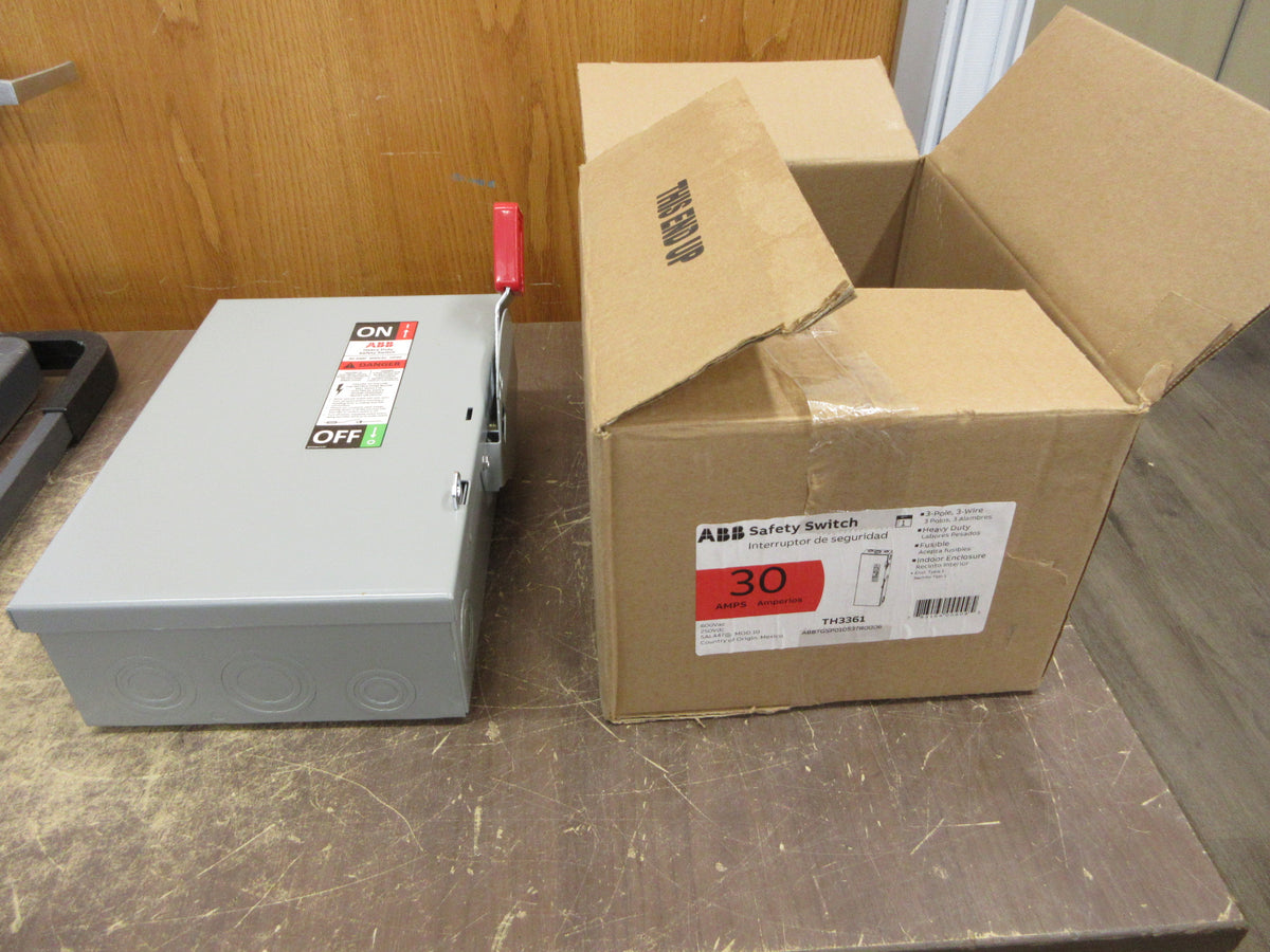 ABB Fusible Safety Switch/ Disconnect TH3361 30A 600V 3P 3W New Surplus