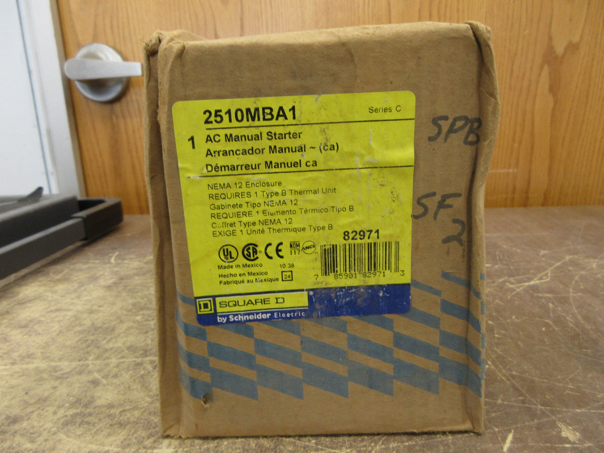 Square D Enclosed Manual Starter 2510MBA1 Ser. C NEMA 12 Enclosure New Surplus