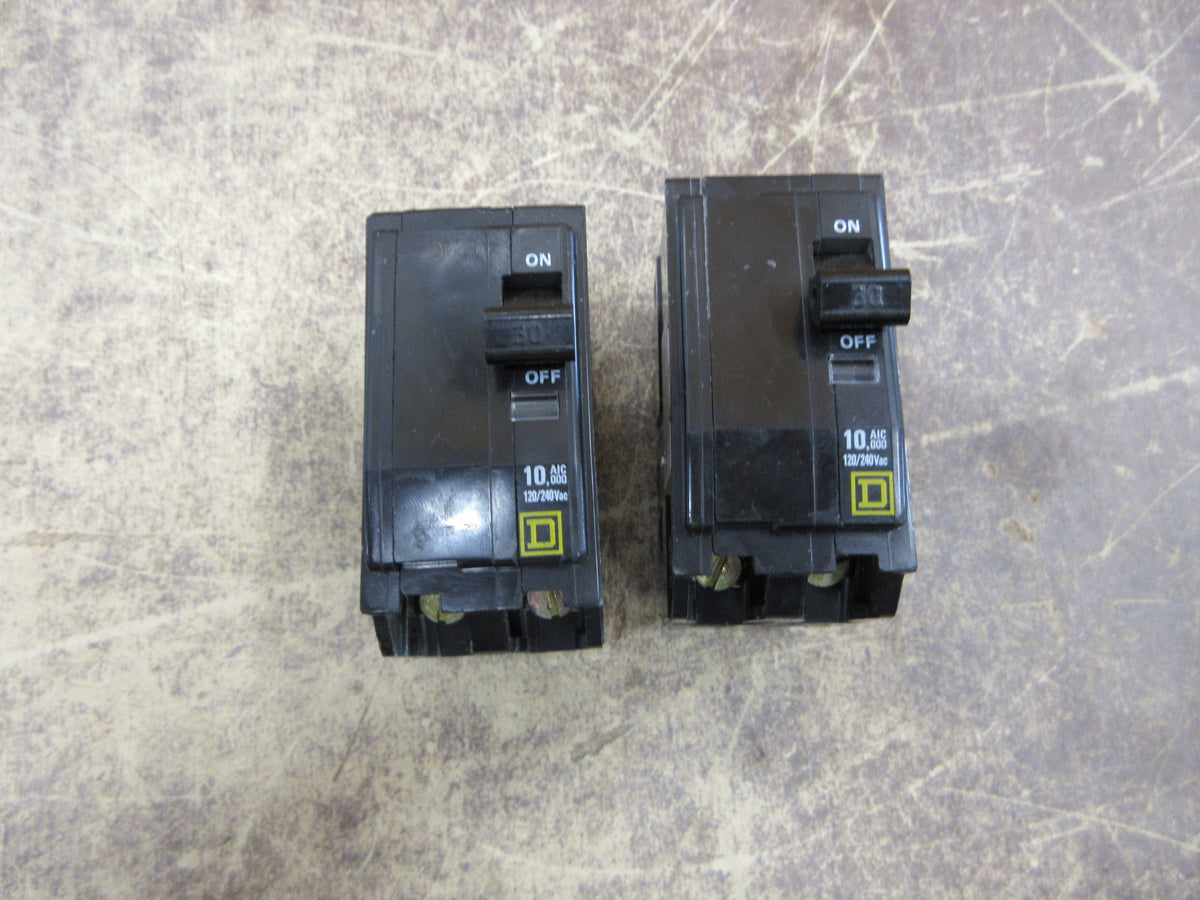 Square D Clip-On Circuit Breaker QO230 30A 120/240V 2P *Lot of 2* Used