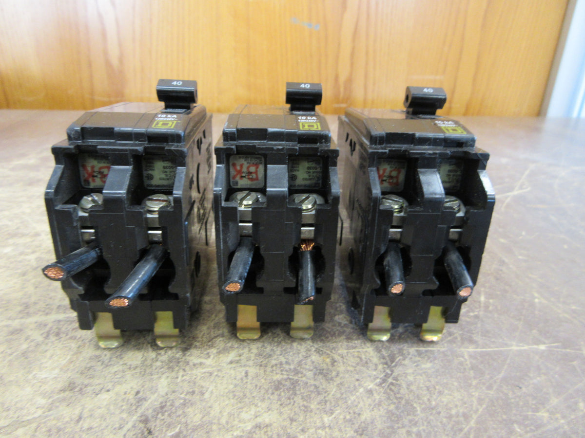 Square D Bolt-on Circuit Breaker QOB240 40A 120/240V 2P * Lot of 3 * Used