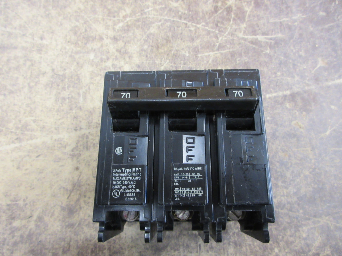 Murray Type MP-T Clip-on Circuit Breaker MP370 70A 240V 3P Used