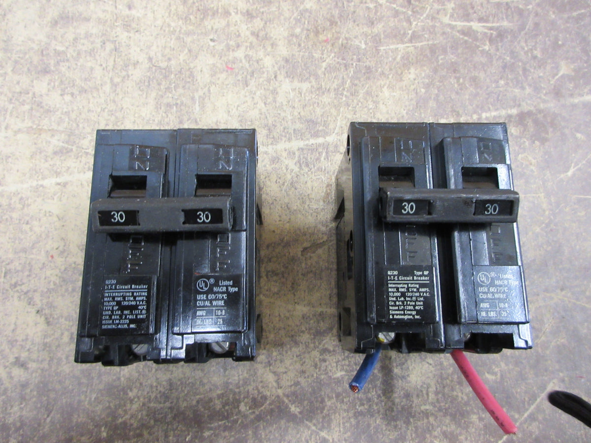 ITE Type QP Clip-On Circuit Breaker Q230 30A 120/240V 2P *Lot of 2* Used