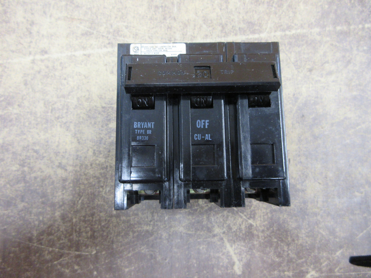 Bryant Type BR Clip-on Circuit Breaker BR330 30A 240V 3P Used