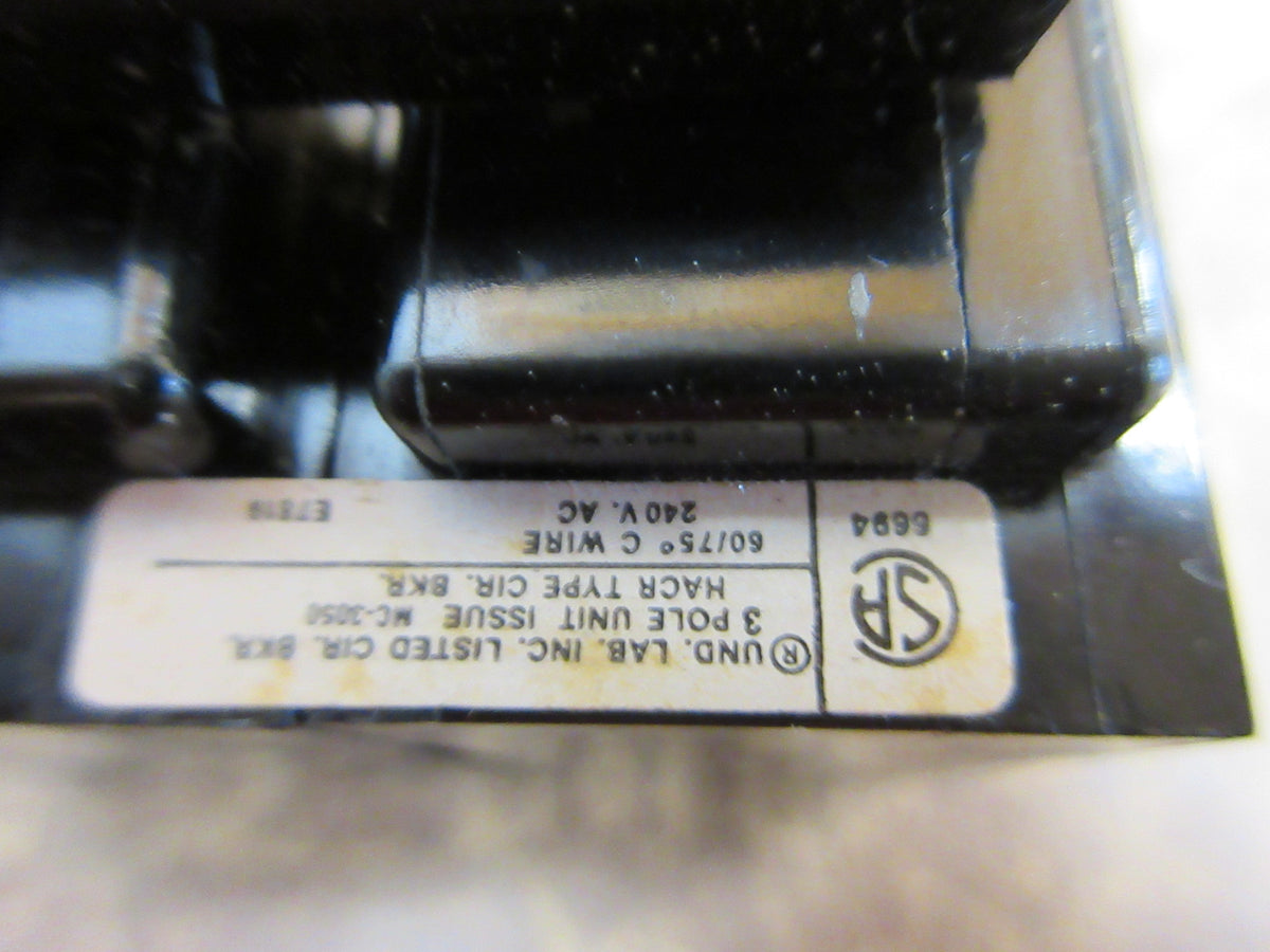 Bryant Type BR Clip-on Circuit Breaker BR330 30A 240V 3P Used